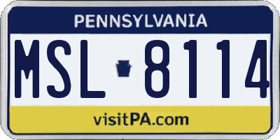 PA license plate MSL8114