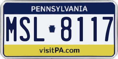 PA license plate MSL8117