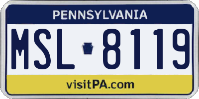 PA license plate MSL8119