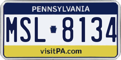 PA license plate MSL8134