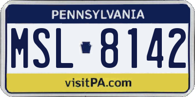 PA license plate MSL8142