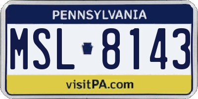 PA license plate MSL8143