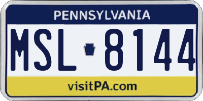 PA license plate MSL8144