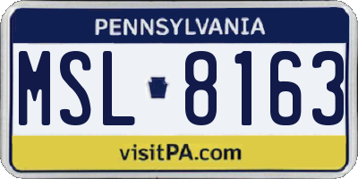 PA license plate MSL8163