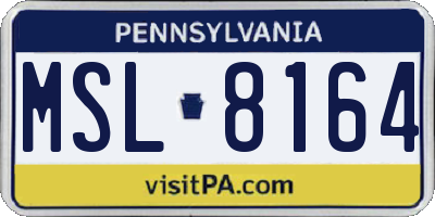 PA license plate MSL8164
