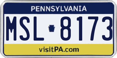 PA license plate MSL8173