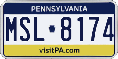 PA license plate MSL8174