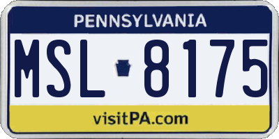 PA license plate MSL8175