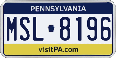 PA license plate MSL8196