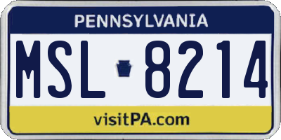 PA license plate MSL8214