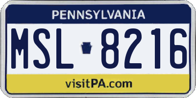PA license plate MSL8216