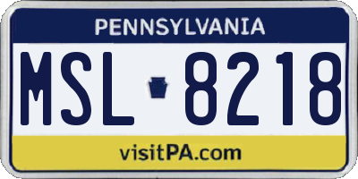PA license plate MSL8218