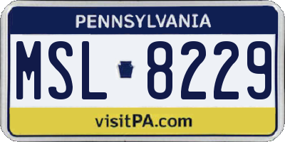PA license plate MSL8229