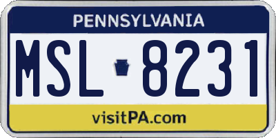 PA license plate MSL8231