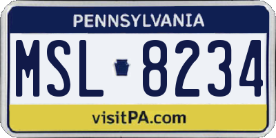PA license plate MSL8234