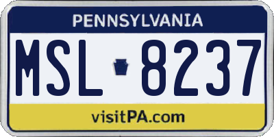 PA license plate MSL8237