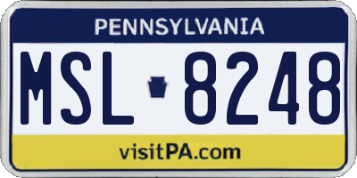 PA license plate MSL8248