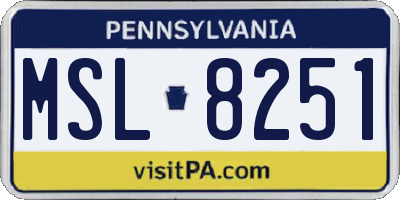 PA license plate MSL8251