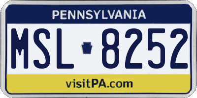 PA license plate MSL8252