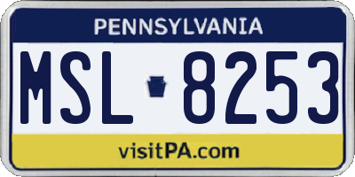 PA license plate MSL8253