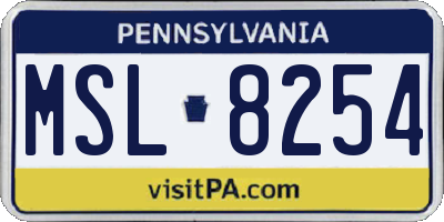 PA license plate MSL8254