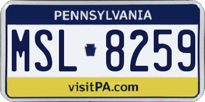 PA license plate MSL8259