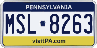 PA license plate MSL8263