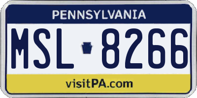 PA license plate MSL8266