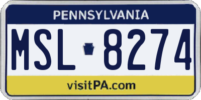 PA license plate MSL8274