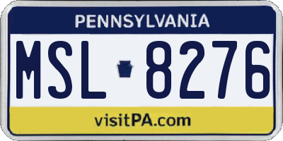 PA license plate MSL8276