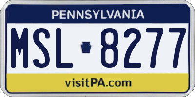 PA license plate MSL8277
