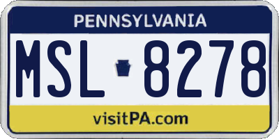 PA license plate MSL8278