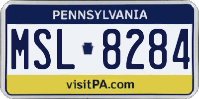 PA license plate MSL8284