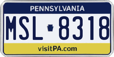 PA license plate MSL8318