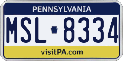 PA license plate MSL8334
