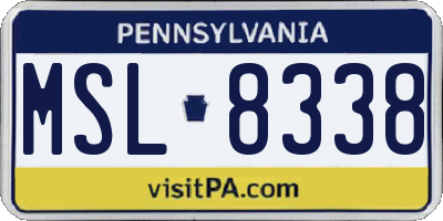 PA license plate MSL8338