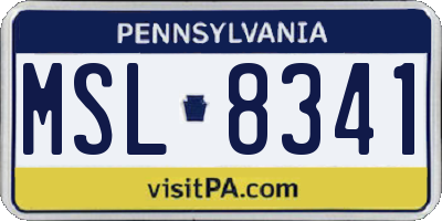 PA license plate MSL8341