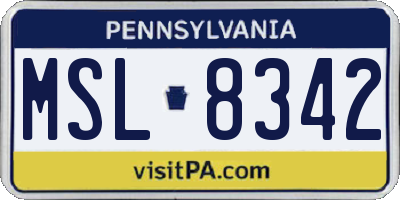 PA license plate MSL8342