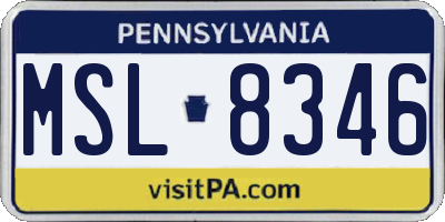 PA license plate MSL8346