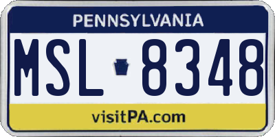 PA license plate MSL8348