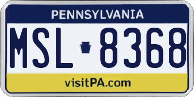 PA license plate MSL8368