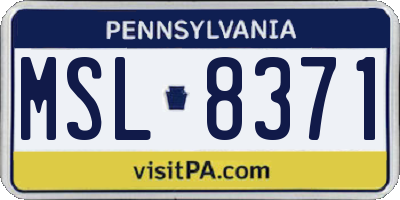 PA license plate MSL8371