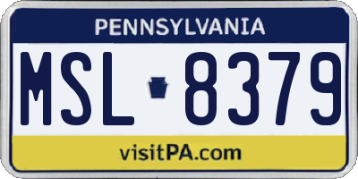 PA license plate MSL8379