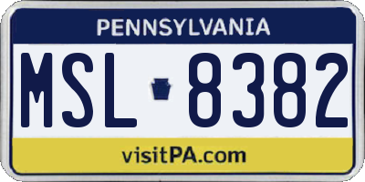 PA license plate MSL8382