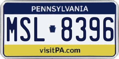 PA license plate MSL8396