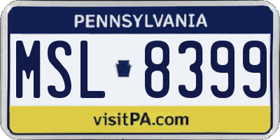 PA license plate MSL8399
