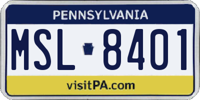 PA license plate MSL8401