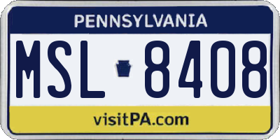 PA license plate MSL8408