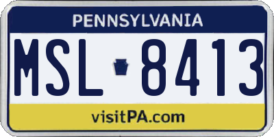 PA license plate MSL8413