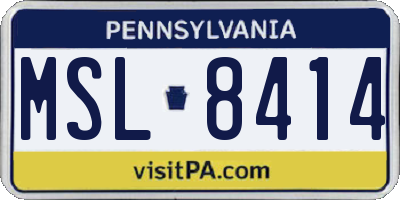 PA license plate MSL8414